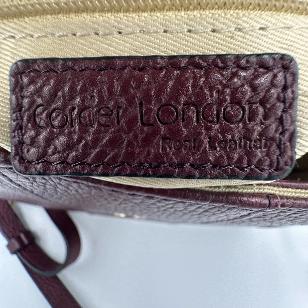 Corder London Emmeline Pebbled Leather Crossbody Bag Dark Cherry Preppy Festival